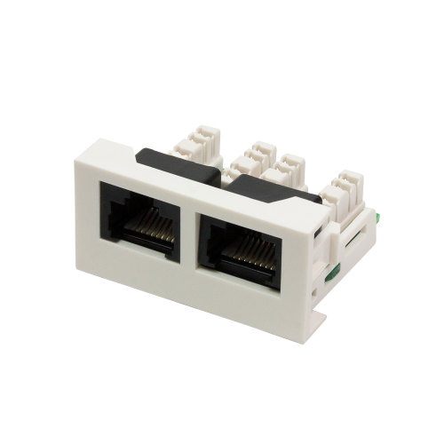 Вставка Mosaic 22.5x45 2xRJ45 Cat.6, белая